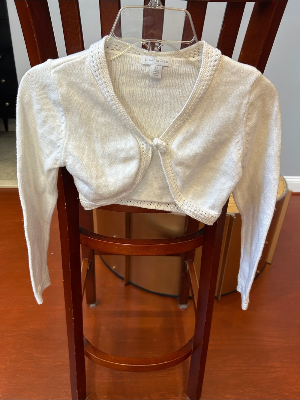 Charter Club White Cropped Knit Bolero Sweater